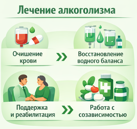 лечение алкоголизма в Саках этапы